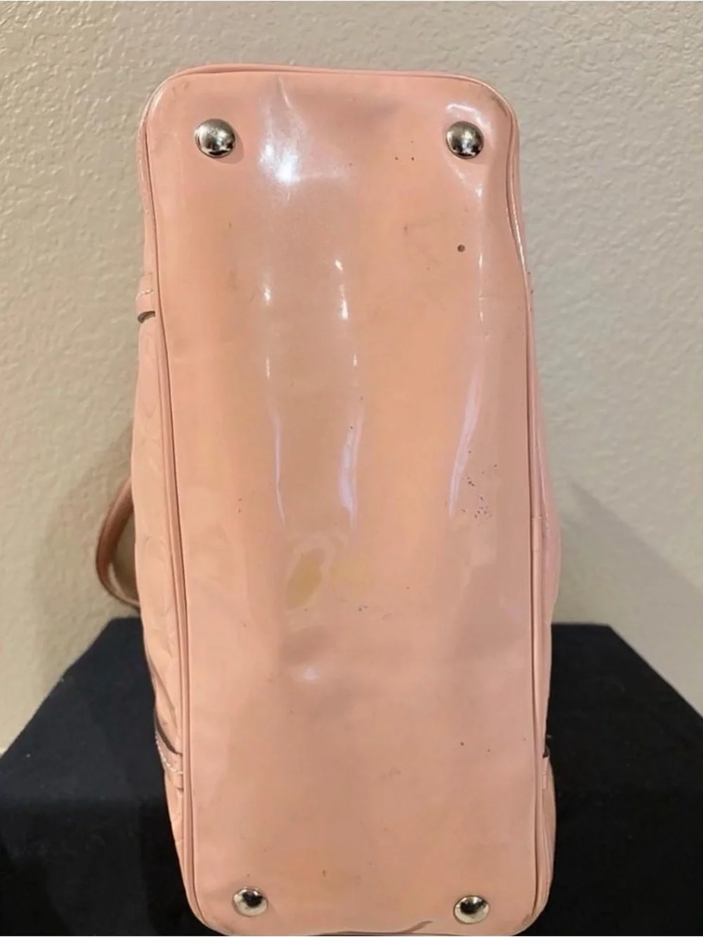 Coach “Peyton Op Art” F24607 Patent Leather Glossy Carry All Bag in Light Pink